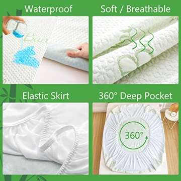 GOONIK 2 Pack Waterproof Crib Mattress Protector, Bamboo Viscose Breathable Crib Mattress Pad Cover for Baby Mattress with 4-13 inches Deep Pocket