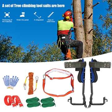 TWSOUL Tree Climbing Spikes Kit, with Adjustable Climbing Belt and Upgrade Rope, 304 Stainless Steel Tree Climbing Gear Tool for Climbing, Picking Fruit, Indoor and Outdoor Sports