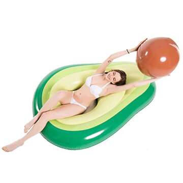 Jasonwell Inflatable Avocado Pool Float Floatie with Ball Water Fun Large Blow Up Summer Beach Swimming Floaty Party Toys Lounge Raft for Kids Adults (XL)