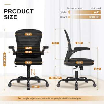 Ergonomic Desk Chair with High Back and Armrests