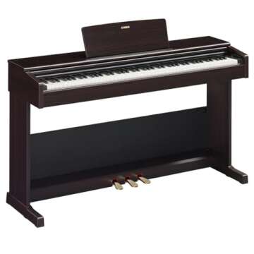 Yamaha Arius, 88-Key Weighted Action Digital Beginner and Intermediate Players, Dynamic Response, Grand Piano Sound, 3-Pedal Unit, Upright Design, Bench Included, Dark Rosewood (YDP105R)