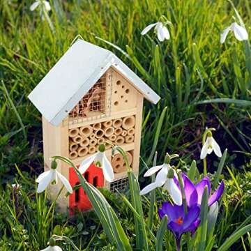 Niteangel Natural Wooden Insect Hotel, Garden Insect House for Ladybugs, lacewings, Butterfly, Bee, Bug