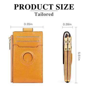 FALAN MULE Womens AirTag Wallet Genuine Leahter Bifold Credit Card Holder with Built-in Integrated Case for AirTag