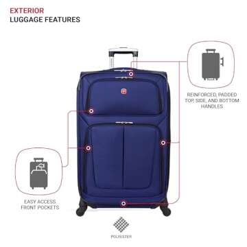 SwissGear Sion Softside Expandable Luggage, Blue, 2-Piece Set (21/29)