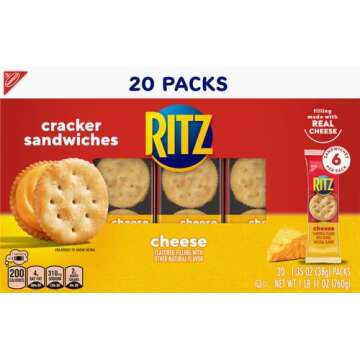 RITZ Cheese Sandwich Crackers - 20 Snack Packs with Creamy Filling