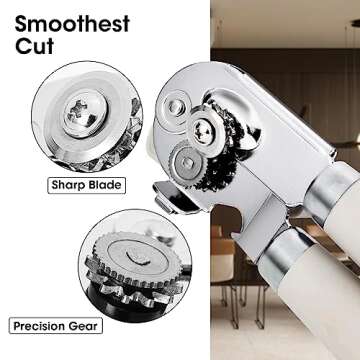 Can Opener Manual, Can Opener with Magnet, Hand Can Opener with Sharp Blade Smooth Edge, Handheld Can Openers with Big Effort-Saving Knob, Can Opener with Multifunctional Bottles Opener, Beige