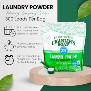 Charlie’s Soap Hypoallergenic Laundry Detergent Powder Baby Gentle 8lb Bag Fragrance Free Plant Based Deep Cleaning – Biodegradable Eco Friendly Sustainable