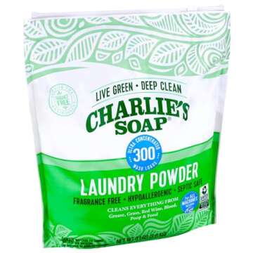 Charlie’s Soap Hypoallergenic Laundry Detergent Powder Baby Gentle 8lb Bag Fragrance Free Plant Based Deep Cleaning – Biodegradable Eco Friendly Sustainable