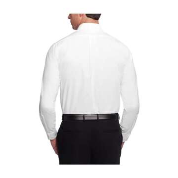 Van Heusen Men's Dress Shirt Regular Fit Oxford Solid, White, 20.5"-21" Neck 36"-37" Sleeve