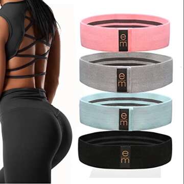 [4 Pack] Elite Moves - 3 Varied Tensions / Fabric Resistance Bands for Butt and Legs - Women & Men / Versatile Fabric Work Out Bands / Leg Resistance Bands for All Body Types