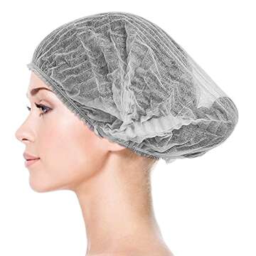 Disposable Bouffant Caps 100 Pcs,21inches Hair Net， Elastic Dust Cap for Food Service, Kitchen Head Cover (White)