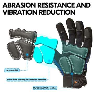 Vgo... Safety Work Gloves,Mechanics Gloves,Impact Gloves,Anti-Vibration Gloves,Rigger Gloves,Heavy Duty(L,Blue,SL9792IP)