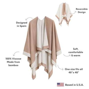 MELIFLUOS Women's Cozy Poncho for Fall and Winter