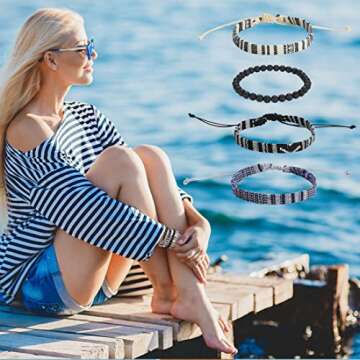 4pcs Beach Bracelet Set for Men & Women – Adjustable Handmade Summer Style