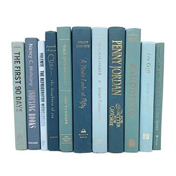 Beachy Coastal Green and Blue Decorative Books by Color for Interior Design, Home Decor