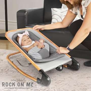 Dream on Me Rock With Me 2-in-1 Baby Rocker and Stationary Seat, Baby Rocker Seat for Infant with Removable Toy Bar, Baby Rocker Chair with Soothing Music & Vibration, 0-6 Months, Upto 20 Lbs