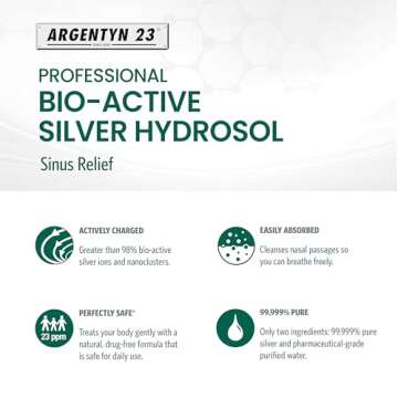 Argentyn 23 Professional Bio-Active Silver Hydrosol Sinus Relief - Colloidal Silver- 23ppm, 2oz (59mL) – Natural Nasal Spray