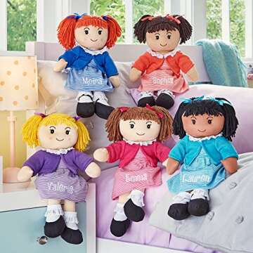 Let's Make Memories Personalized Rag Doll - Soft Doll for Kids - Black Hair - Disco