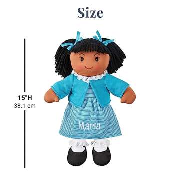 Let's Make Memories Personalized Rag Doll - Soft Doll for Kids - Black Hair - Disco