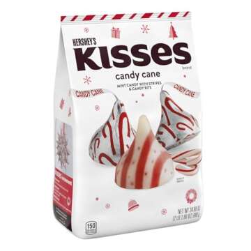 HERSHEY'S KISSES Candy Cane Flavored, Christmas Candy Bulk Bag, 34.88 oz