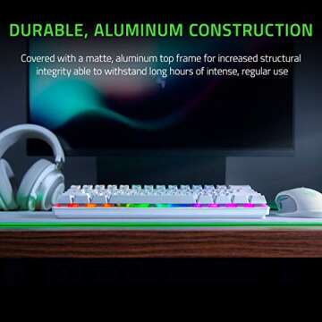 Razer Huntsman Mini 60 Percent Wired Optical Clicky Switch Gaming Keyboard with Chroma RGB Backlighting, PBT Keycaps, Mechanical Keyboards for PC Gaming Computer, Mercury White (Renewed)