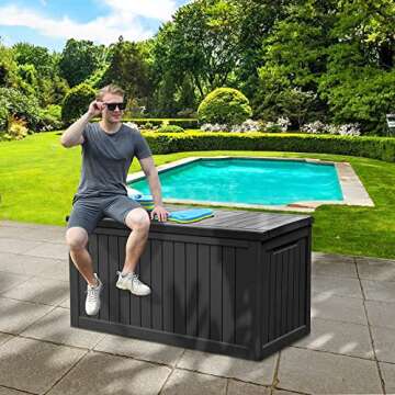 YITAHOME XXL 230 Gallon Large Outdoor Storage Deck Box for Patio Furniture, Outdoor Cushions, Garden Tools and Sports/Pools Equipment, Weather Resistant Resin, Lockable (Black)