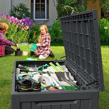 YITAHOME XXL 230 Gallon Large Outdoor Storage Deck Box for Patio Furniture, Outdoor Cushions, Garden Tools and Sports/Pools Equipment, Weather Resistant Resin, Lockable (Black)