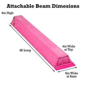 Z Athletic Kip Bar, 4' x 6' x 2" Gym Mat and Attachable Beam for Gymnastics (Pink)