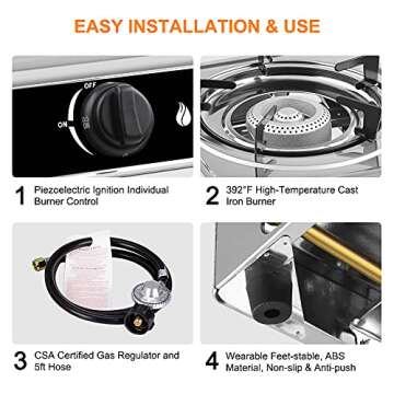 Camplux Portable Propane Stove 9,800 BTU Stainless Steel