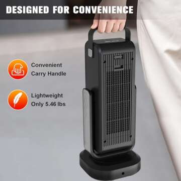 Space Heater Indoor, Portable Heater for Large Room - 17" Ceramic Tower Space Heaters for Indoor Use, Fast Heating w/Thermostat, 90° Oscillation, Remote Control, Best Gifts for Men/Christmas/Birthday