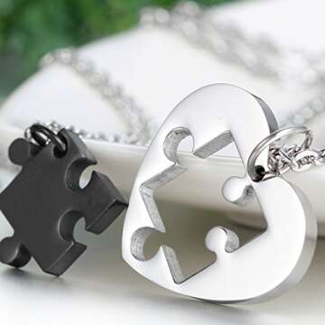 OIDEA Couple Puzzle Necklace Relationship Unique Jewelry Gifts for Girlfriend Boyfriend Wife Husband