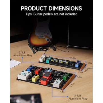 Donner Guitar Pedal Board with Built-in Power Supply, Aluminium Alloy Small Pedalboard, DB-P100, 2.1Lb, 19.7 * 5.0 * 1.8"