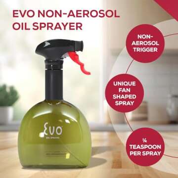 Evo Mini Oil Sprayers, Non-Aerosol for Olive Oil, Cooking Oils, and Vinegars, 8-Ounce Capacity, 1 Each Yellow and Green