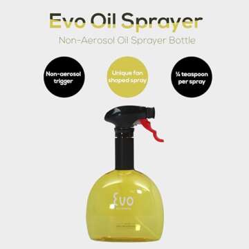 Evo Mini Oil Sprayers, Non-Aerosol for Olive Oil, Cooking Oils, and Vinegars, 8-Ounce Capacity, 1 Each Yellow and Green