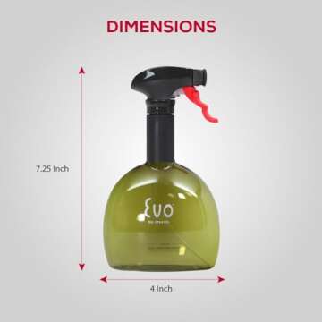 Evo Mini Oil Sprayers, Non-Aerosol for Olive Oil, Cooking Oils, and Vinegars, 8-Ounce Capacity, 1 Each Yellow and Green