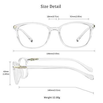 LifeArt Blue Light Blocking Glasses, Anti Eyestrain, Computer Reading Glasses, Gaming Glasses, TV Glasses for Women Men, Anti Glare (Clear, No Magnification)