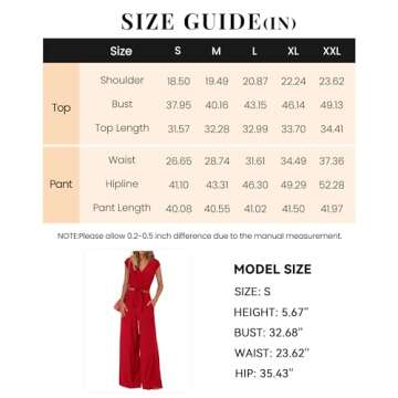 PRETTYGARDEN Women's Casual Summer Outfits 2 Piece Cute Cap Sleeve Tie Front Tops Loose Fit Pant Fashion Airport Outfit(Solid Red,Small)