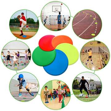 Kai Xin Spot Markers,4 inch & 9 Inch Anti-Slip Agility Spots Markers,10 Pcs Colorful Flat Field Gym Classroom Floor Spots Set for Indoor Outdoor Soccer Basketball Sports Speed Training and Drills