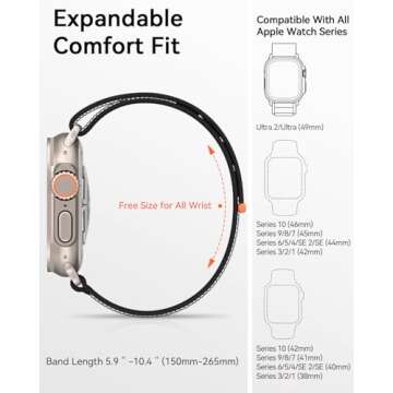 Patenting Trail Loop Band Compatible with Apple Watch Bands 44mm/45mm/46mm/49mm/42mm(Series 3 2 1) iwatch Bands for Men Women, Soft Nylon Sport Loop Strap for iWatch Ultra/Ultra 2 Series 10 9 8 7 6 5 4 3 2 1 SE