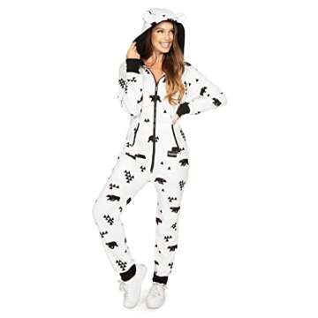 Comfy Tipsy Elves Christmas Onesies for Adults - Beige Jumpsuit with Pockets