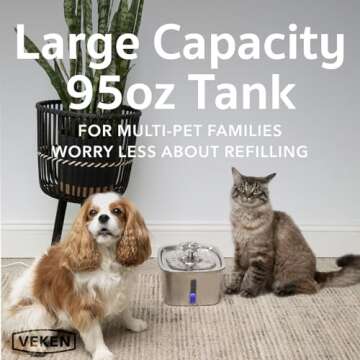 Stainless Steel Cat Water Fountain - Veken 95oz