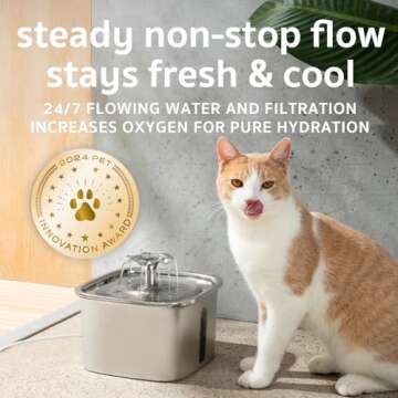 Stainless Steel Cat Water Fountain - Veken 95oz