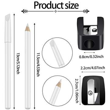 2 Pieces White Nail Pencil and Pencil Sharpener Set, 2 In1 Nail Whitening Pencils Under Nail French Fingernail Pencils with Cuticle Pusher and Handheld Pencil Sharpener for DIY Art Manicure Supplies