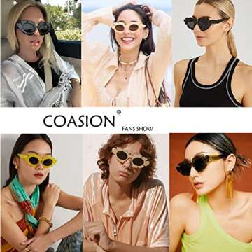 COASION Trendy Cat Eye Flowers Sunglasses for Women Men Retro Fashion Nude Chunky Shades UV400 Protection Sun Glasses (Beige/Light Brown)