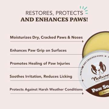 Natural Dog Company Paw Soother Balm, 4 oz. Tin, Dog Paw Cream and Lotion, Moisturizes & Soothes Irritated Paws & Elbows, Protects from Cracks & Wounds