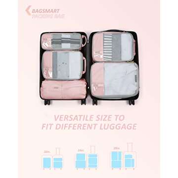 BAGSMART 6 Set Compression Packing Cubes for Travel, Lightweight Vacation Travel Essentials for Women, Travel Accessories for Suitcase Organizer Bags Set, Durable Luggage Organizer Travel Bags