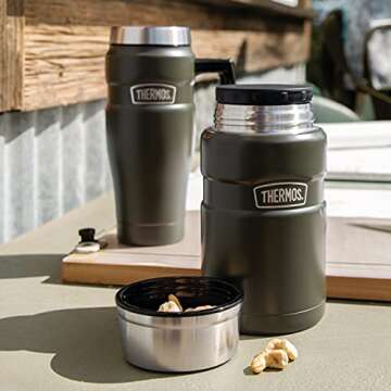 THERMOS Stainless King Vacuum-Insulated Food Jar, 24 Ounce, Army Green