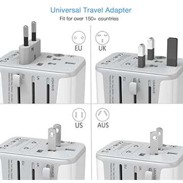 TESSAN Universal Travel Adapter, International Power Adapter with 4 USB Ports (1 USB C), Worldwide Plug Adaptor Wall Charger for USA to Europe UK France Germany Spain Ireland Australia(Type C/G/A/I)