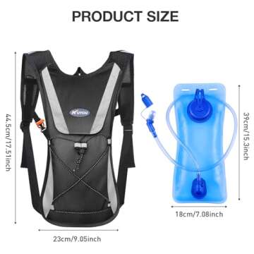 Hydration Backpack with 2L Hydration Bladder Water Backpack for Hiking Hydration Pack for Running Cycling Hiking Festival Gear.