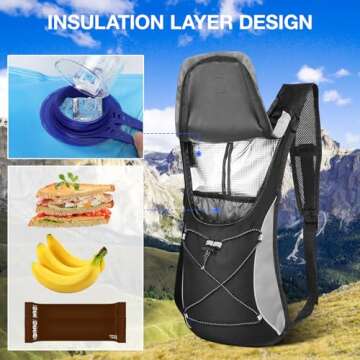 Hydration Backpack with 2L Hydration Bladder Water Backpack for Hiking Hydration Pack for Running Cycling Hiking Festival Gear.